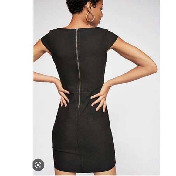 Lia Denim Free People Bodycon True Black Denim Dress - Picture 6 of 10